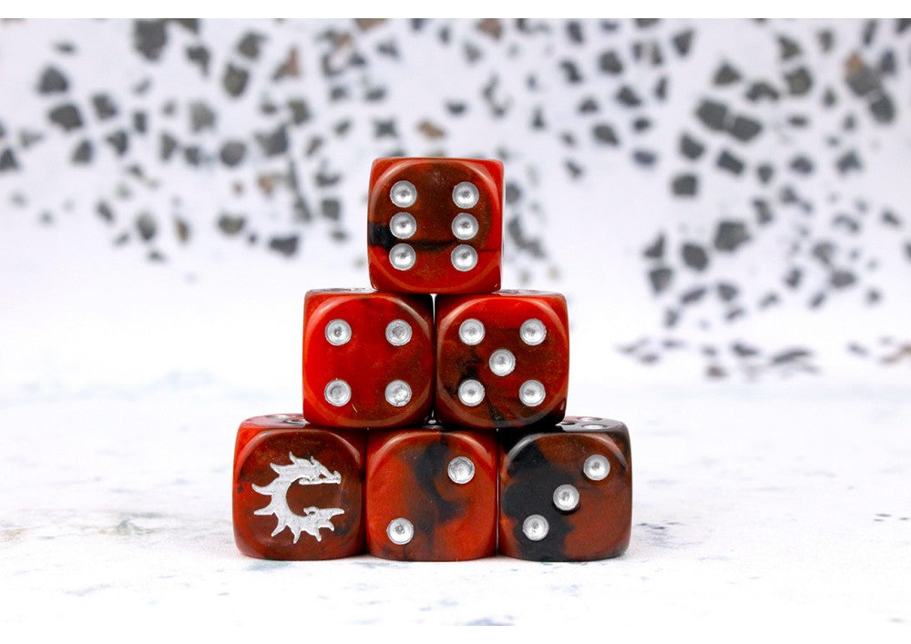 Conquest Logo On Red And Black Dice "First Blood"