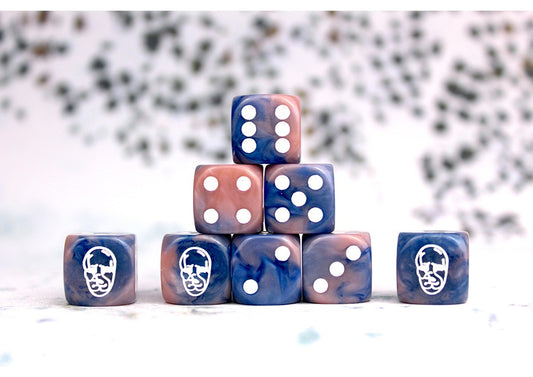 Spires Faction Dice On Dark Blue Swirl