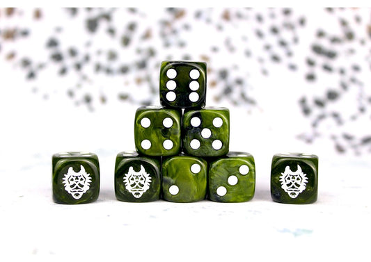 W’adrhŭn Faction Dice On Green Swirl